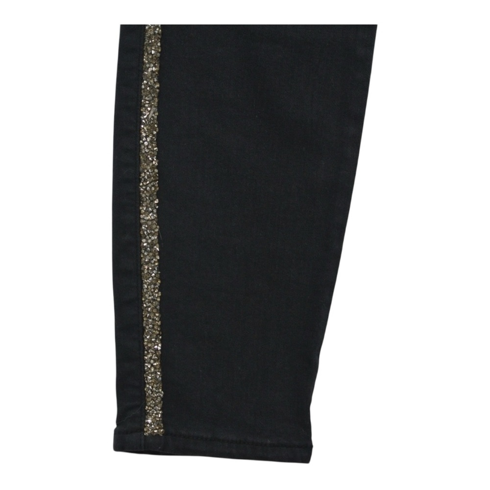 Zara Women's High Rise Denim 🖤 Black with Gold and Gunmetal Accent Rhinestones 💖 - Picture 6 of 11